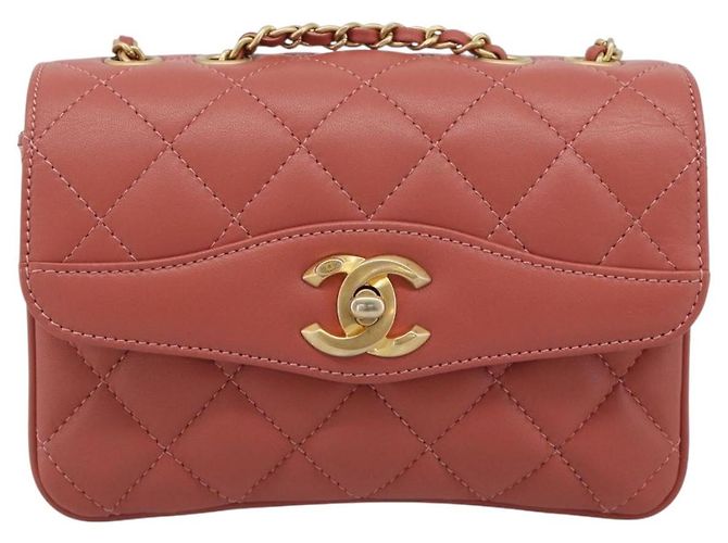 CHANEL Matelasse Chain Shoulder Bag Lamb Skin Pink Gold CC Auth 190185SAM Rosa D'oro - vista 13
