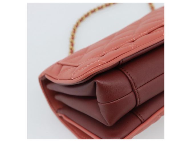 CHANEL Matelasse Chain Shoulder Bag Lamb Skin Pink Gold CC Auth 190185SAM Rosa D'oro - vista 17
