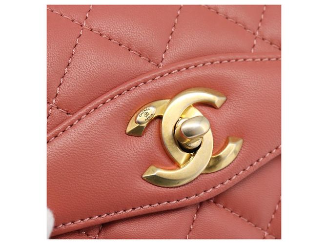 CHANEL Matelasse Chain Shoulder Bag Lamb Skin Pink Gold CC Auth 190185SAM Rosa D'oro - vista 18