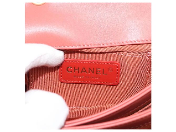 CHANEL Matelasse Chain Shoulder Bag Lamb Skin Pink Gold CC Auth 190185SAM Rosa D'oro - vista 19