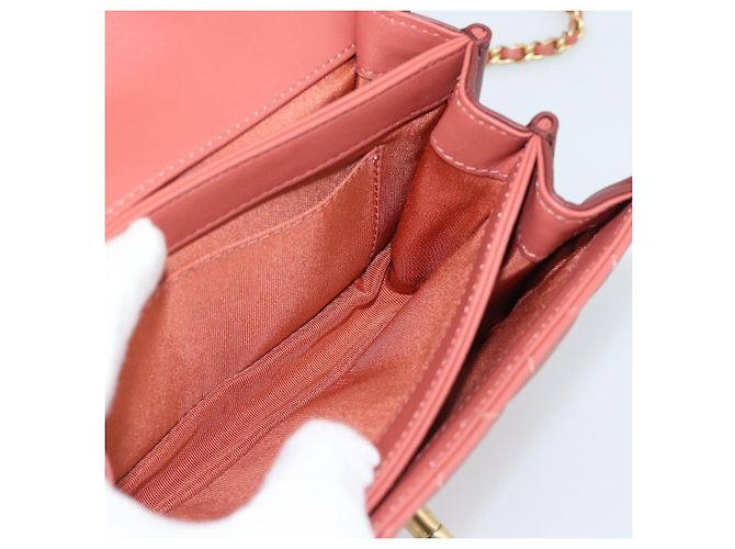 CHANEL Matelasse Chain Shoulder Bag Lamb Skin Pink Gold CC Auth 190185SAM Rosa D'oro - vista 20