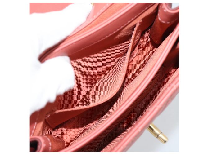 CHANEL Matelasse Chain Shoulder Bag Lamb Skin Pink Gold CC Auth 190185SAM Rosa D'oro - vista 22