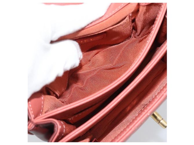 CHANEL Matelasse Chain Shoulder Bag Lamb Skin Pink Gold CC Auth 190185SAM Rosa D'oro - vista 23
