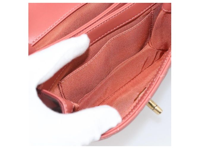 CHANEL Matelasse Chain Shoulder Bag Lamb Skin Pink Gold CC Auth 190185SAM Rosa D'oro - vista 25