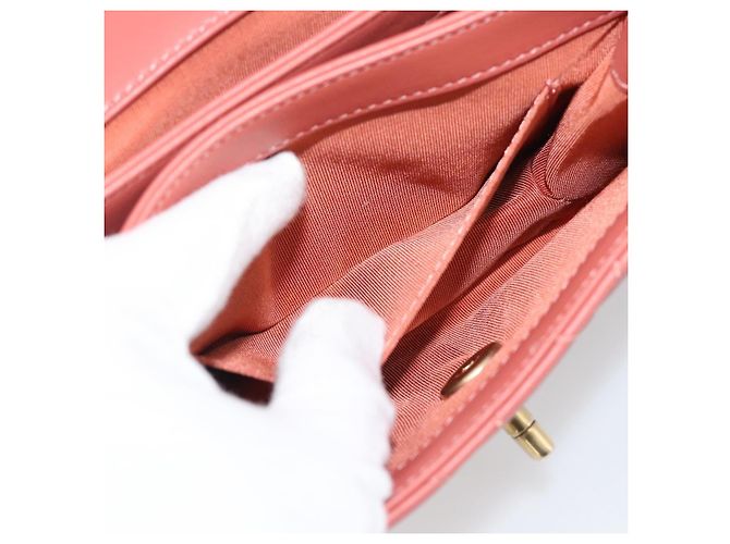 CHANEL Matelasse Chain Shoulder Bag Lamb Skin Pink Gold CC Auth 190185SAM Rosa D'oro - vista 26