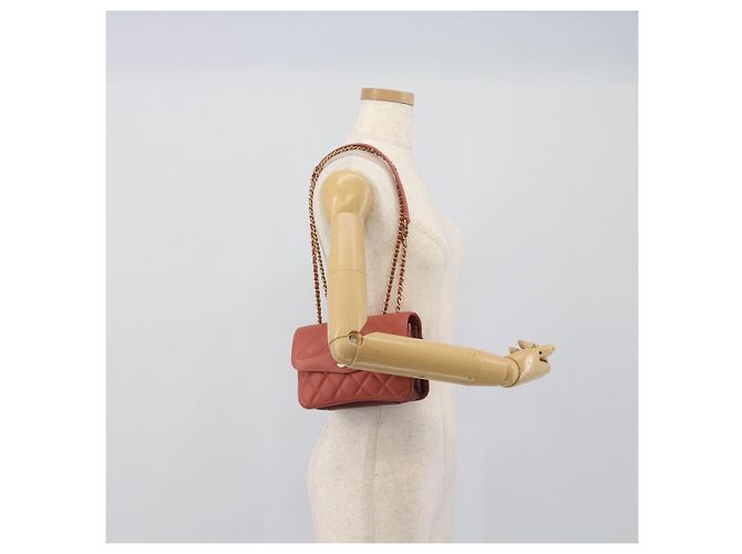 CHANEL Matelasse Chain Shoulder Bag Lamb Skin Pink Gold CC Auth 190185SAM Rosa D'oro - vista 28