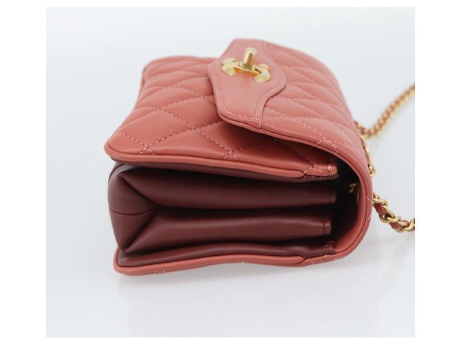 CHANEL Matelasse Chain Shoulder Bag Lamb Skin Pink Gold CC Auth 190185SAM Rosa D'oro - vista 4