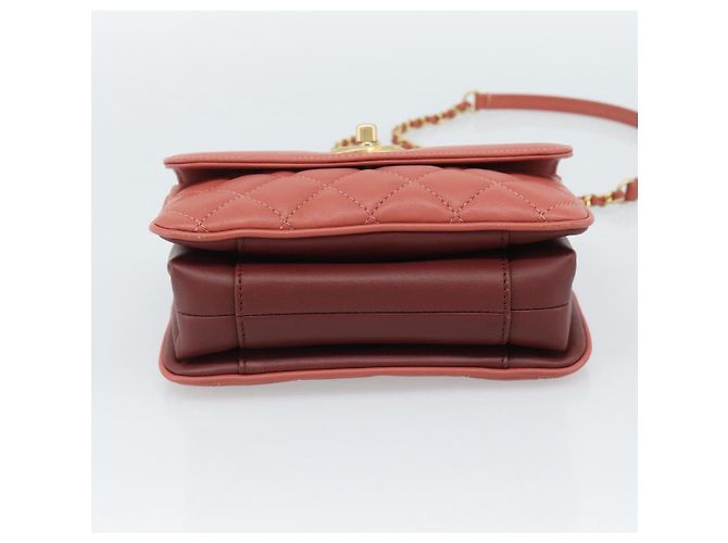CHANEL Matelasse Chain Shoulder Bag Lamb Skin Pink Gold CC Auth 190185SAM Rosa D'oro - vista 5
