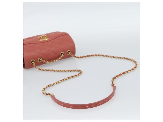 CHANEL Matelasse Chain Shoulder Bag Lamb Skin Pink Gold CC Auth 190185SAM Rosa D'oro - vista 7