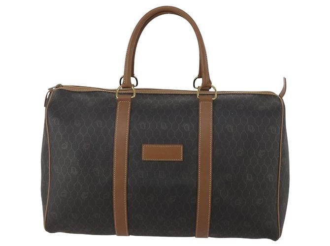 Borsa Boston Christian Dior in Tela Honeycomb PVC Nero Oro Auth 182601 - vista 2