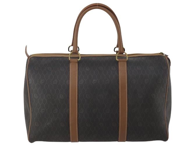 Borsa Boston Christian Dior in Tela Honeycomb PVC Nero Oro Auth 182601 - vista 3