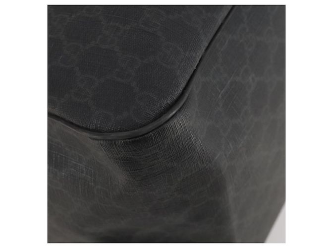 Borsa Boston GUCCI GG Supreme in PVC Nero Argento Auth 188355A - vista 11