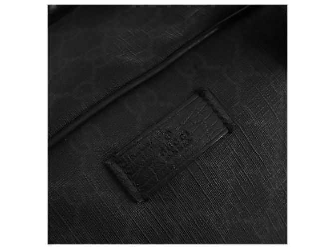 Borsa Boston GUCCI GG Supreme in PVC Nero Argento Auth 188355A - vista 14