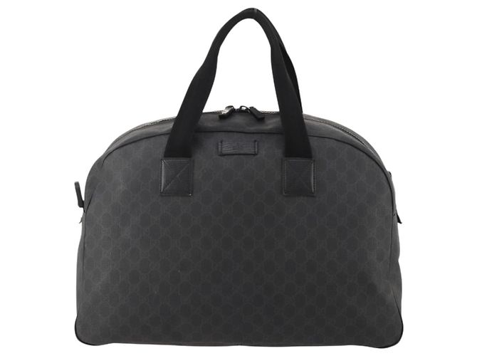 Borsa Boston GUCCI GG Supreme in PVC Nero Argento Auth 188355A - vista 2