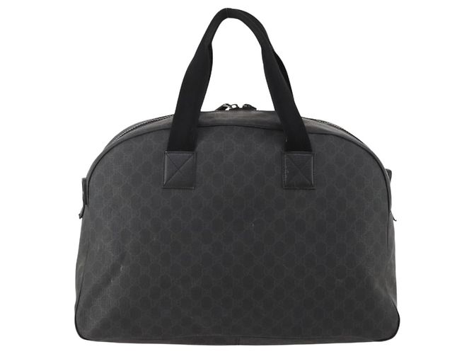 Borsa Boston GUCCI GG Supreme in PVC Nero Argento Auth 188355A - vista 3