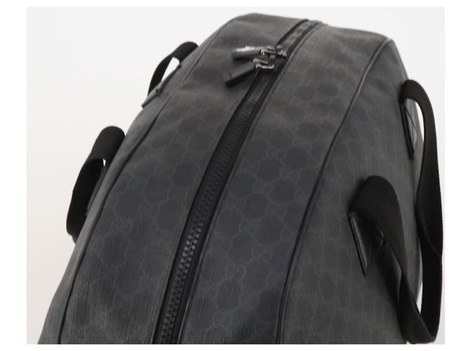 Borsa Boston GUCCI GG Supreme in PVC Nero Argento Auth 188355A - vista 6