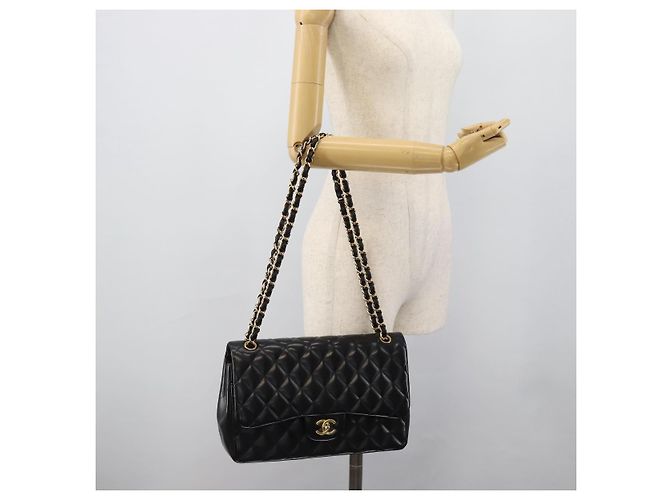 CHANEL Matelasse 30 Chain Shoulder Bag Lamb Skin Gold Black CC Auth 190118SAM Nero D'oro - vista 27
