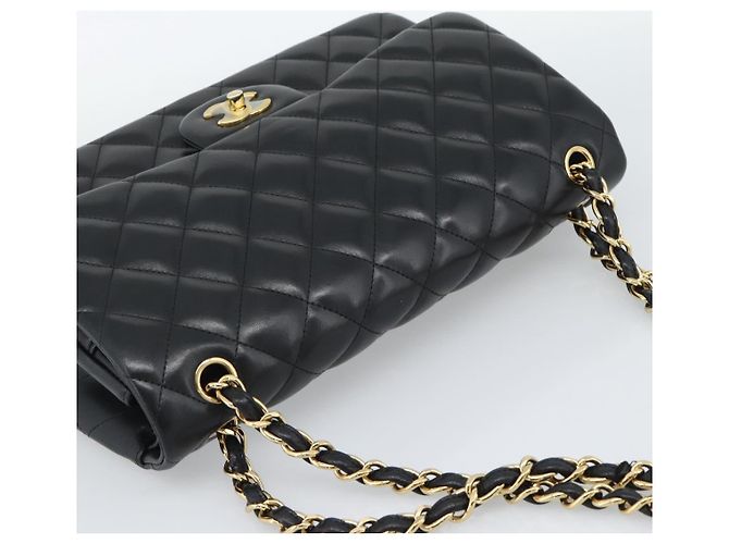 CHANEL Matelasse 30 Chain Shoulder Bag Lamb Skin Gold Black CC Auth 190118SAM Nero D'oro - vista 6