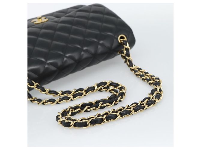 CHANEL Matelasse 30 Chain Shoulder Bag Lamb Skin Gold Black CC Auth 190118SAM Nero D'oro - vista 7