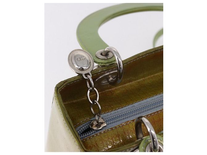 Borsa Christian Dior Canage vernice 2way Verde Argento Auth bs35916A - vista 17