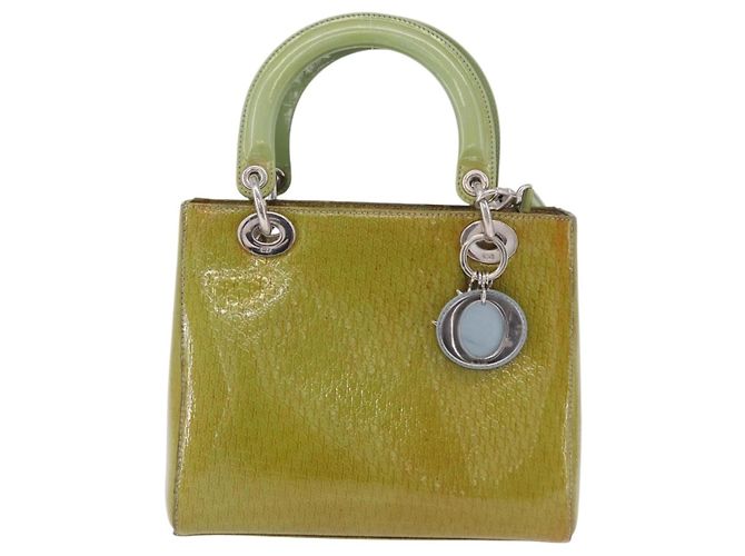 Borsa Christian Dior Canage vernice 2way Verde Argento Auth bs35916A - vista 2