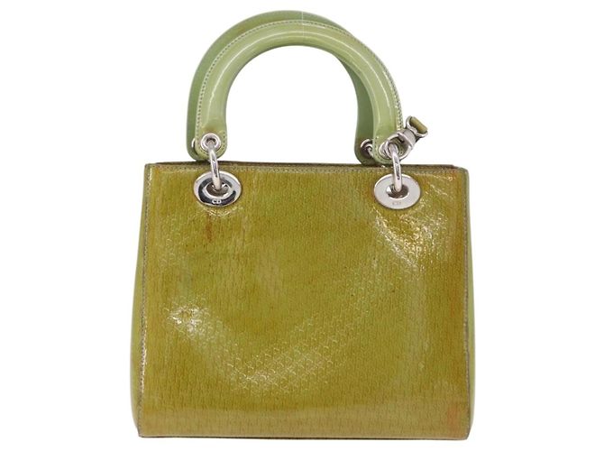 Borsa Christian Dior Canage vernice 2way Verde Argento Auth bs35916A - vista 3