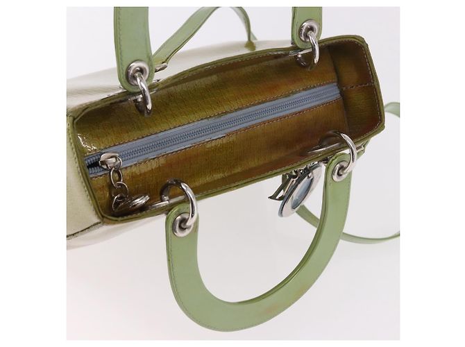 Borsa Christian Dior Canage vernice 2way Verde Argento Auth bs35916A - vista 6