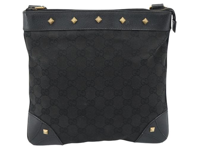 Borsa a Spalla GUCCI GG Canvas Nera Oro 120893 Auth ka4999 Nero D'oro - vista 2