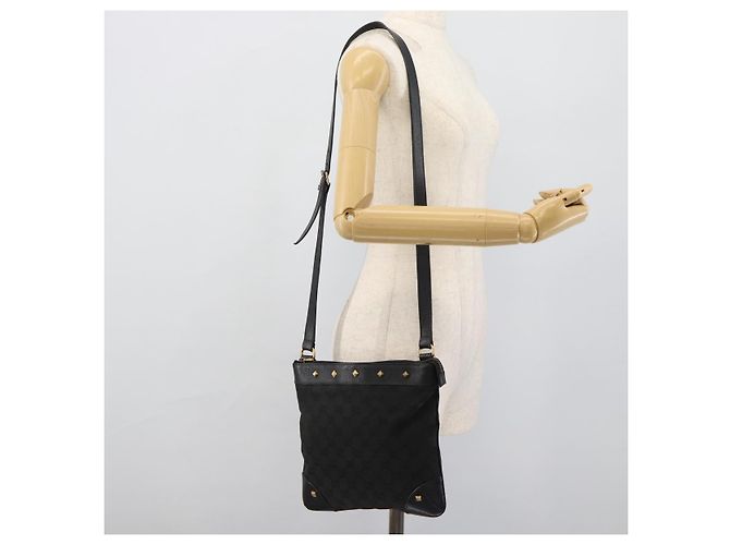 Borsa a Spalla GUCCI GG Canvas Nera Oro 120893 Auth ka4999 Nero D'oro - vista 22