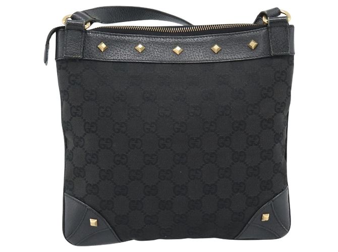Borsa a Spalla GUCCI GG Canvas Nera Oro 120893 Auth ka4999 Nero D'oro - vista 3