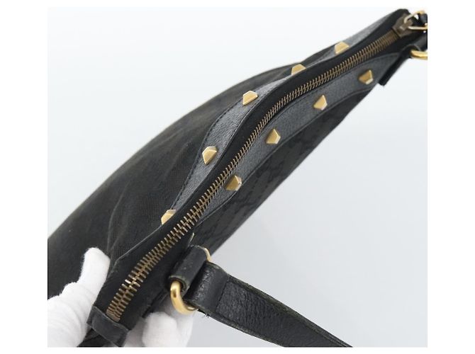 Borsa a Spalla GUCCI GG Canvas Nera Oro 120893 Auth ka4999 Nero D'oro - vista 6