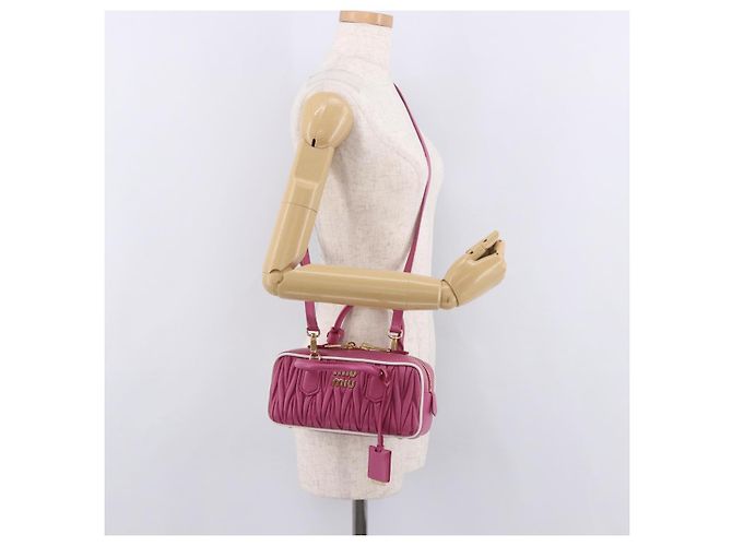 Bolso Miu Miu Matelasse Arcadi Small de cuero 2way Rosa Oro Auth 189560SM Dorado - vista 27