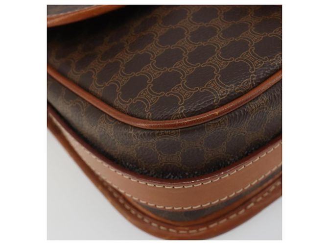 Céline Borsa a tracolla CELINE Macadam Canvas PVC Pelle Marrone Oro Auth ka4976 D'oro - vista 15