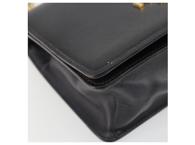 Borsa a Spalla con Catena PRADA in Pelle Saffiano Nera e Oro Auth 189622A Nero D'oro - vista 15