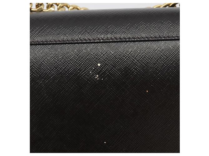 Borsa a Spalla con Catena PRADA in Pelle Saffiano Nera e Oro Auth 189622A Nero D'oro - vista 3