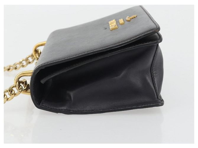 Borsa a Spalla con Catena PRADA in Pelle Saffiano Nera e Oro Auth 189622A Nero D'oro - vista 5
