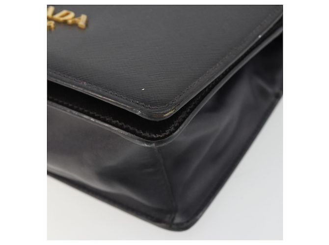 Borsa a Spalla con Catena PRADA in Pelle Saffiano Nera e Oro Auth 189622A Nero D'oro - vista 9
