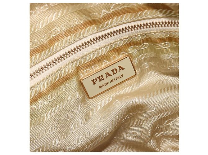 Borsa PRADA Nylon Avorio Oro Auth 189552A D'oro Crudo - vista 10