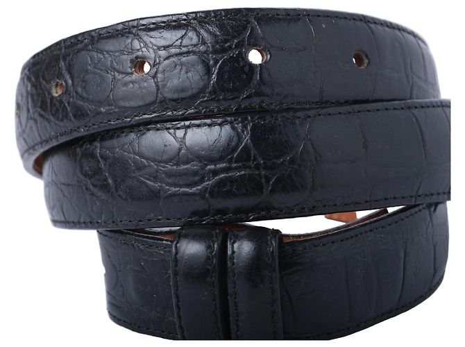 Autre Marque Cinto de couro com textura de crocodilo Wathne Preto - vista 2