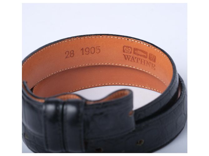 Autre Marque Cinto de couro com textura de crocodilo Wathne Preto - vista 3