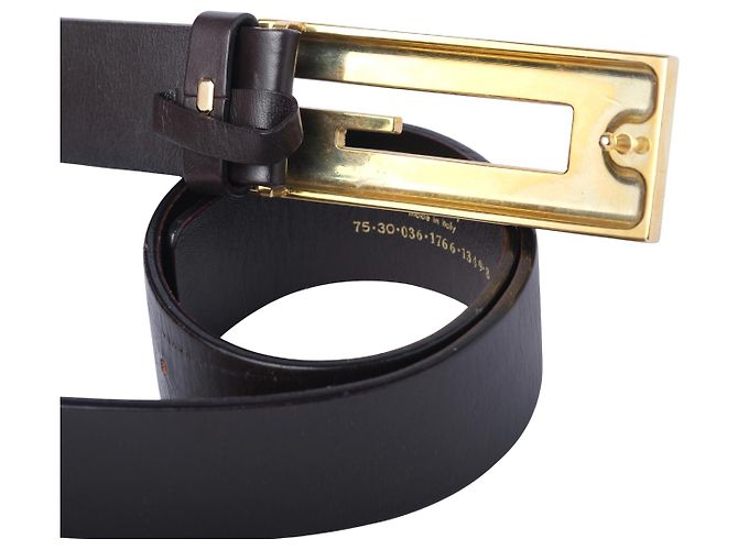 Cinto Gucci de couro preto com fivela G em tom dourado - vista 3