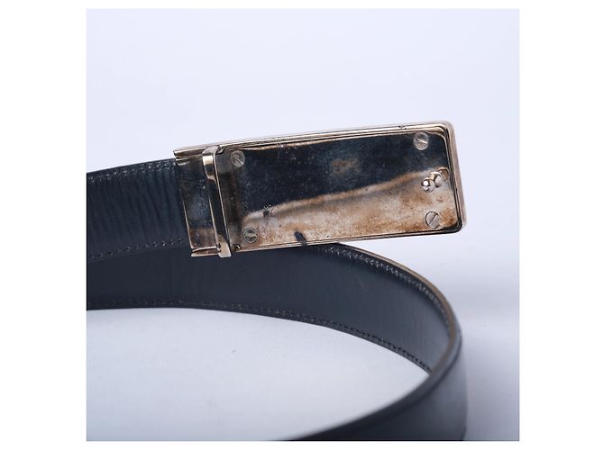 Cinto Gucci de couro preto com fivela em tom prateado - vista 2