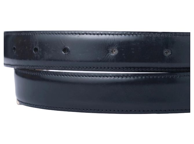 Cinto Gucci de couro preto com fivela em tom prateado - vista 3
