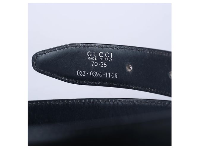 Cinto Gucci de couro preto com fivela em tom prateado - vista 4