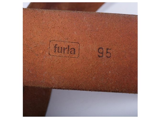 Cinto largo de couro marrom Furla com fivela prateada - vista 3