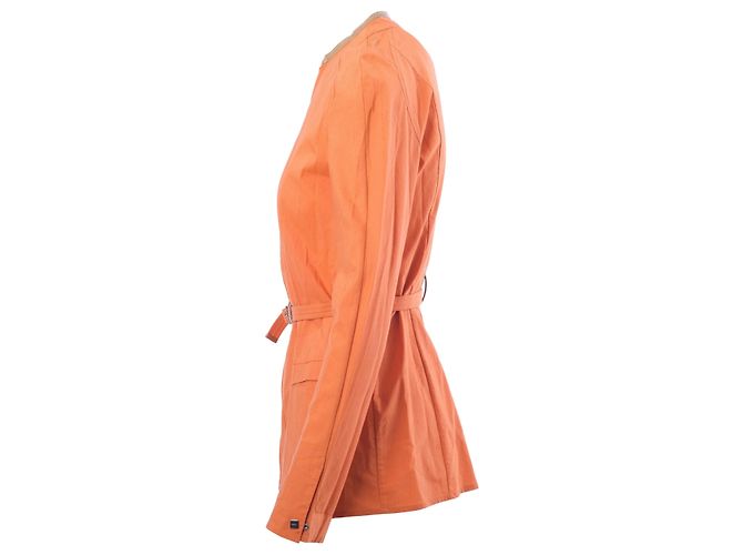 Fendi 365 Safari-Jacke aus orangefarbenem Leinen mit Gürtel - Ansicht 2