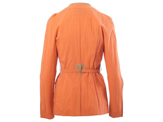 Fendi 365 Safari-Jacke aus orangefarbenem Leinen mit Gürtel - Ansicht 3