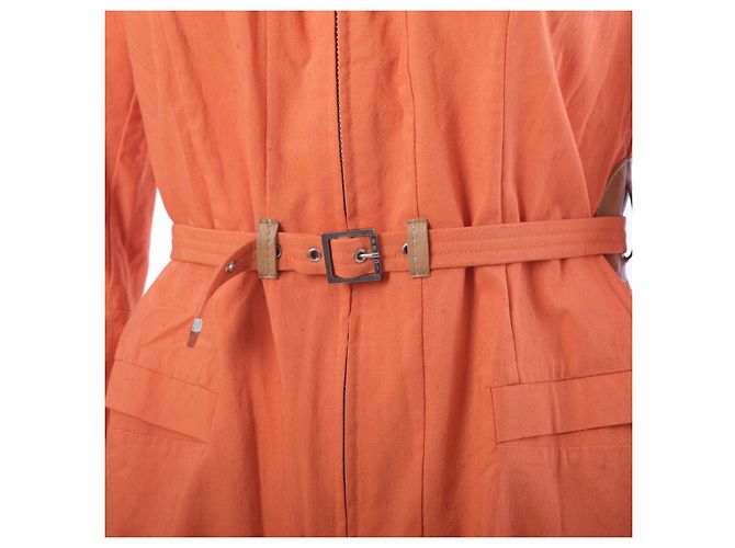 Fendi 365 Safari-Jacke aus orangefarbenem Leinen mit Gürtel - Ansicht 4