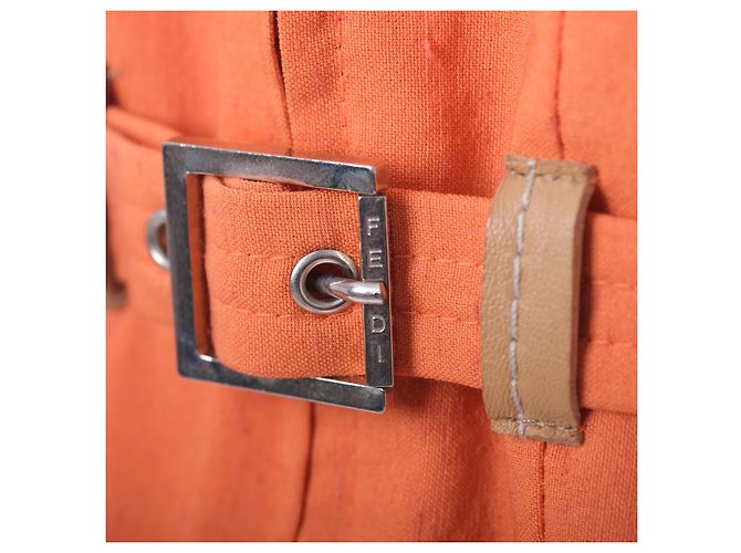 Fendi 365 Safari-Jacke aus orangefarbenem Leinen mit Gürtel - Ansicht 7
