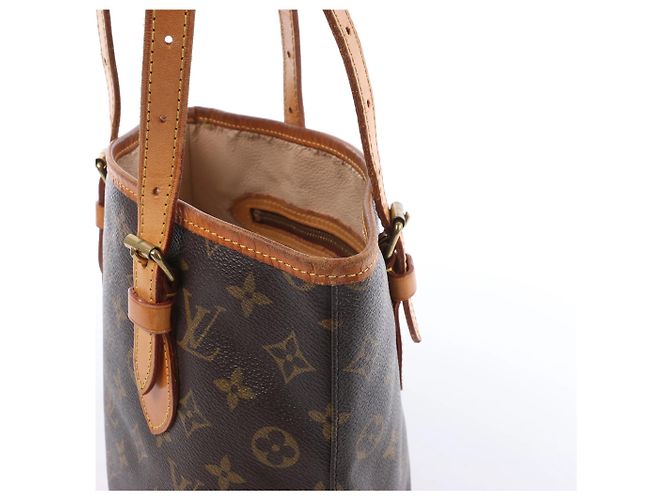 Borsa a tracolla Louis Vuitton Bucket PM in tela Monogram marrone M42238 Beige - vista 4